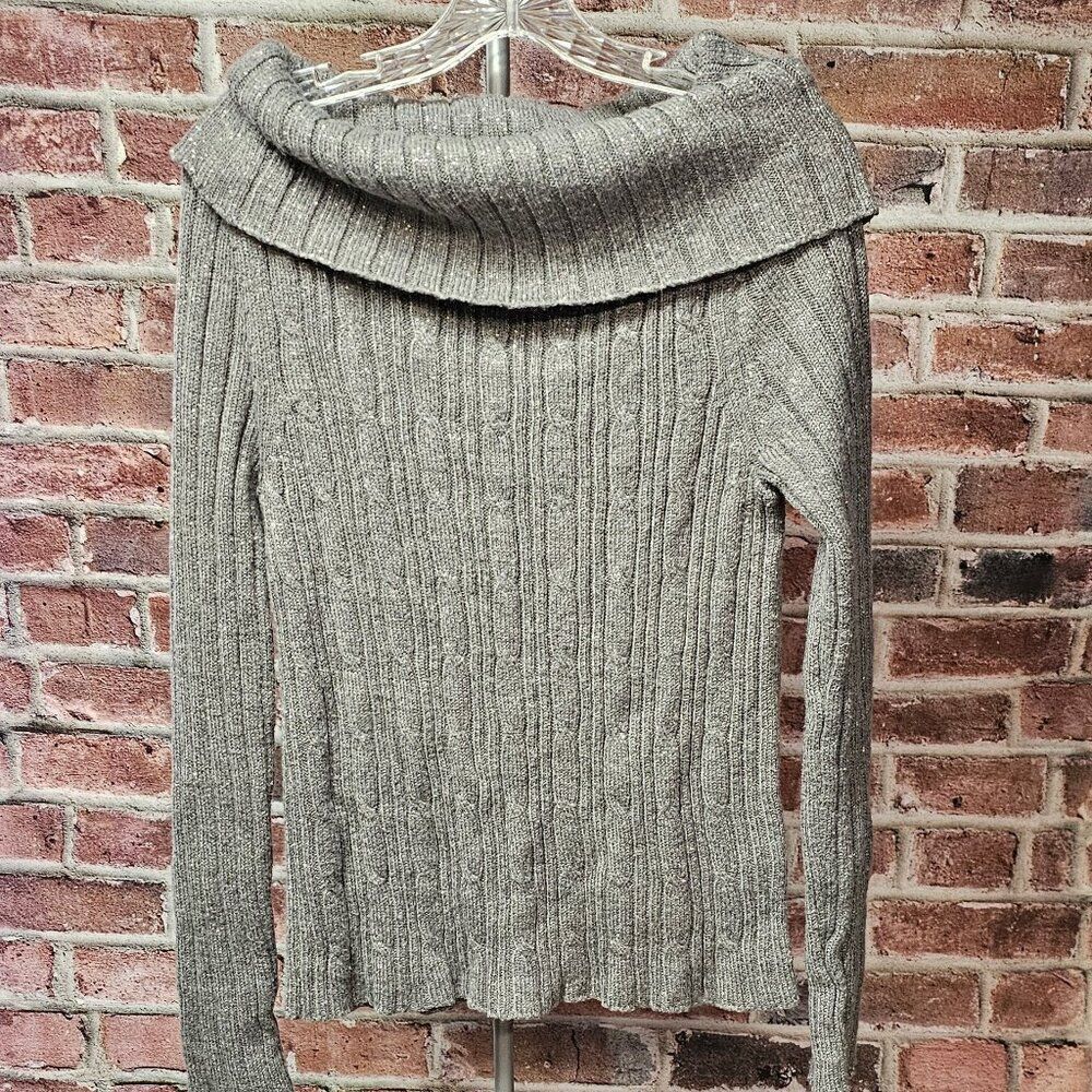Women's CATO Off Shoulders Cowl Neck Shimmer Sweater XL